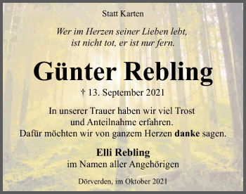 Traueranzeige von Günter Rebling von SYK