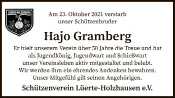 Traueranzeige von Hajo Gramberg von SYK