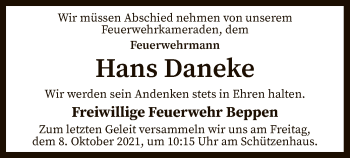 Traueranzeige von Hans Daneke von SYK