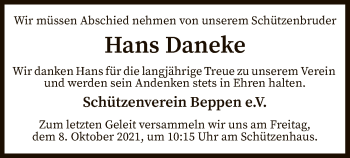 Traueranzeige von Hans Daneke von SYK