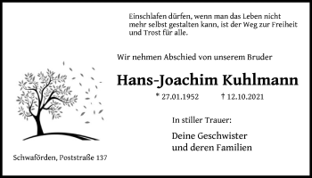 Traueranzeige von Hans-Joachim Kuhlmann von SYK