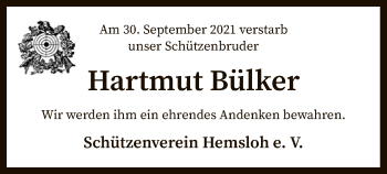 Traueranzeige von Hartmut Bülker von SYK