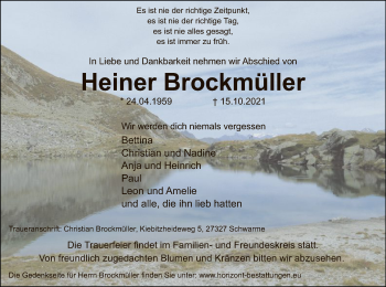 Traueranzeige von Heiner Brockmüller von SYK