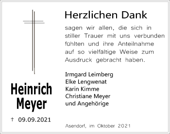 Traueranzeige von Heinrich Meyer von SYK