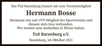 Traueranzeige von Hermann Bosse von SYK