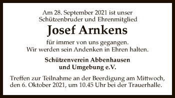 Traueranzeige von Josef Arnkens von SYK