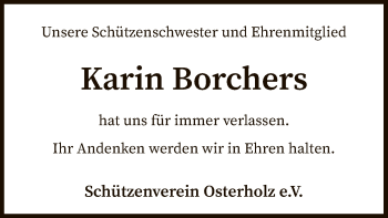 Traueranzeige von Karin Borchers von SYK