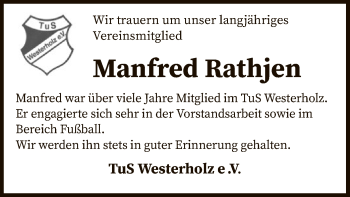 Traueranzeige von Manfred Rathjen von SYK