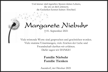 Traueranzeige von Margarete Niebuhr von SYK