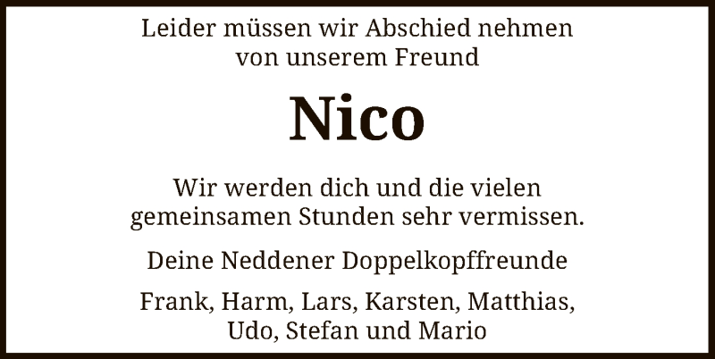  Traueranzeige für Nico Hogrefe vom 12.10.2021 aus SYK