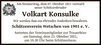 Traueranzeige von Volkart Konsulke von SYK