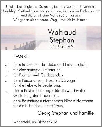 Traueranzeige von Walltraud Stephen von SYK