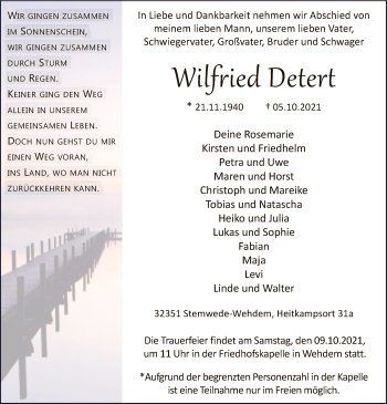 Traueranzeige von Wilfried Detert von SYK