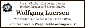 Traueranzeige von Wolfgang Luersen von SYK