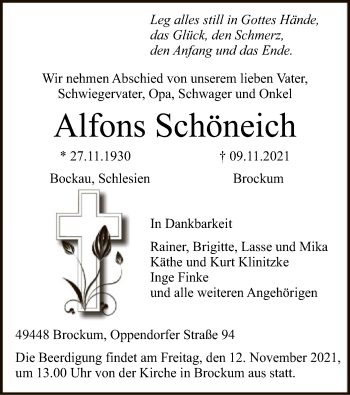 Traueranzeige von Alfons Schöneich von SYK