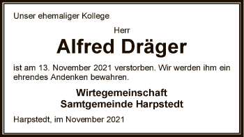 Traueranzeige von Alfred Dräger von SYK