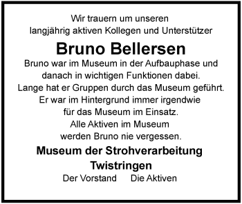 Traueranzeige von Bruno Bellersen von SYK