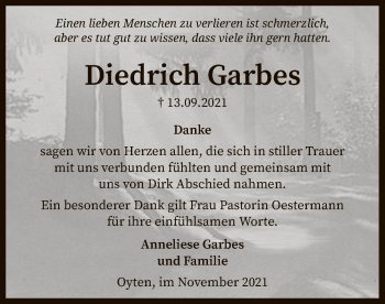 Traueranzeige von Diedrich Garbes von SYK