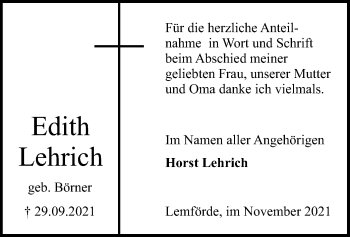 Traueranzeige von Edith Lehrich von SYK