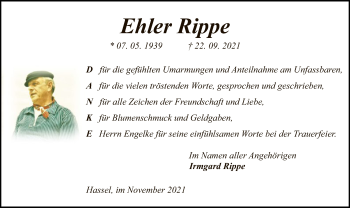 Traueranzeige von Ehler Rippe von SYK