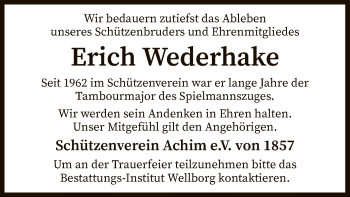 Traueranzeige von Erich Wederhake von SYK