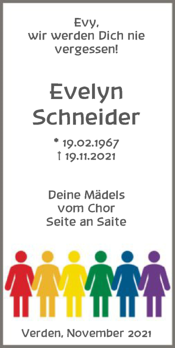 Traueranzeige von Evelyn Schneider von SYK