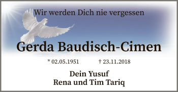 Traueranzeige von Gerda Baudisch-Cimen von SYK