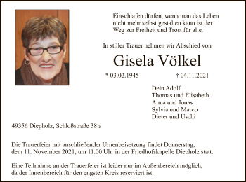 Traueranzeige von Gisela Völkel von SYK