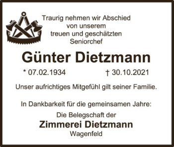 Traueranzeige von Günter Dietzmann von SYK