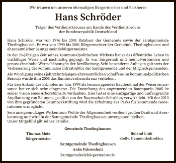 Traueranzeige von Hans Schröder von SYK