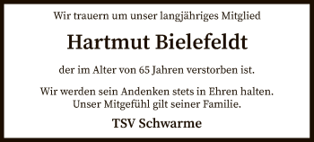 Traueranzeige von Hartmut Bielefeldt von SYK