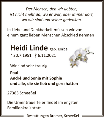 Traueranzeige von Heidi Linde von SYK