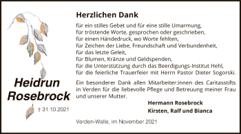 Traueranzeige von Heidrun Rosebrock von SYK