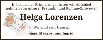 Traueranzeige von Helga Lorenzen von SYK