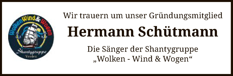  Traueranzeige für Hermann Schütmann vom 06.11.2021 aus SYK