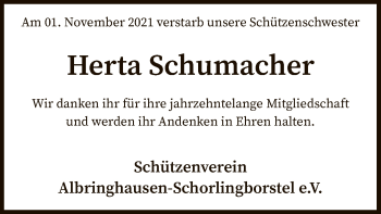 Traueranzeige von Herta Schumacher von SYK