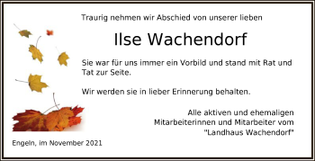 Traueranzeige von Ilse Wachendorf von SYK