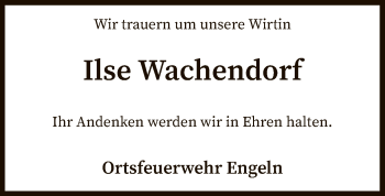 Traueranzeige von Ilse Wachendorf von SYK