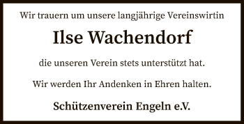 Traueranzeige von Ilse Wachendorf von SYK