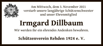 Traueranzeige von Irmgard Dillbaum von SYK