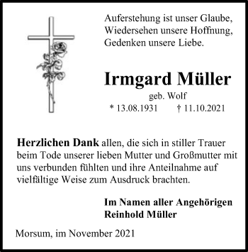 Traueranzeige von Irmgard Müller von SYK