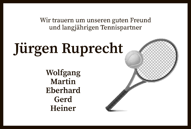  Traueranzeige für Jürgen Ruprecht vom 06.11.2021 aus SYK
