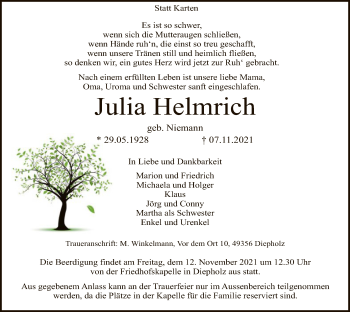 Traueranzeige von Julia Helmrich von SYK