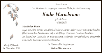 Traueranzeige von Käthe Warmbrunn von SYK