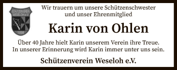 Traueranzeige von Karin von Ohlen von SYK