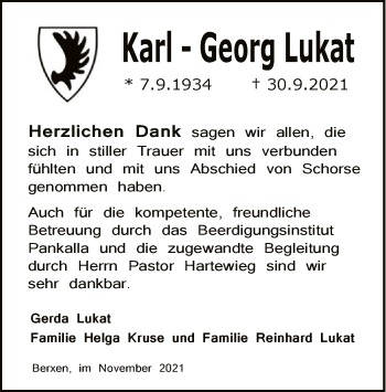 Traueranzeige von Karl-Georg Lukat von SYK