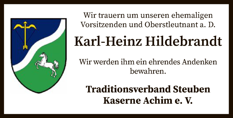  Traueranzeige für Karl-Heinz Hildebrandt vom 30.11.2021 aus SYK