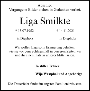 Traueranzeige von Liga Smilkte von SYK