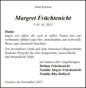 Traueranzeige von Margret Früchtenicht von SYK