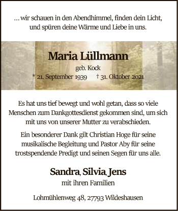 Traueranzeige von Maria Lüllmann von SYK